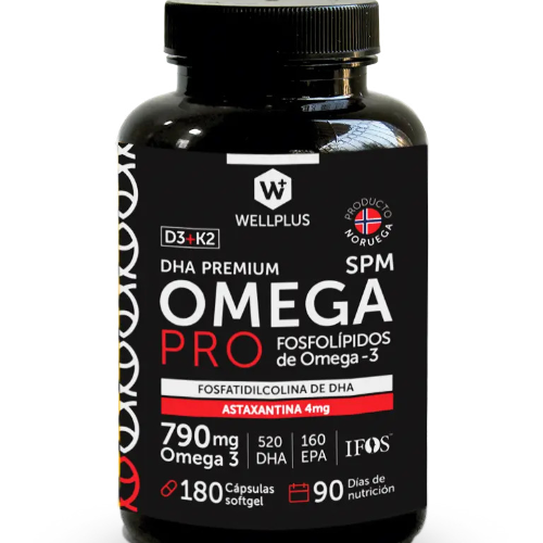 7e54a044-4855-4aee-a91f-4dc42927d803.png OmegaPro 790mg Astaxantina 4mg D3+K2 - 180 caps / Wellplus - Imagen 1